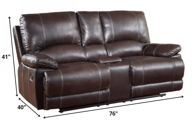 165" Stylish Brown Leather Couch Set By Homeroots