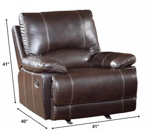 165" Stylish Brown Leather Couch Set By Homeroots