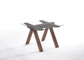 19' Walnut Wood and Glass End Table By Homeroots