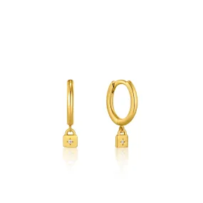 Ania Haie Gold Padlock Huggie Hoop Earrings