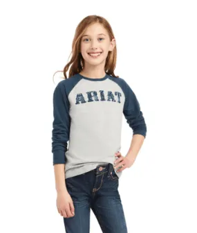 Ariat Girl's REAL Heather Grey Baseball Tee 10042301