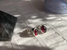 Garnet Naevia Studs - Oval