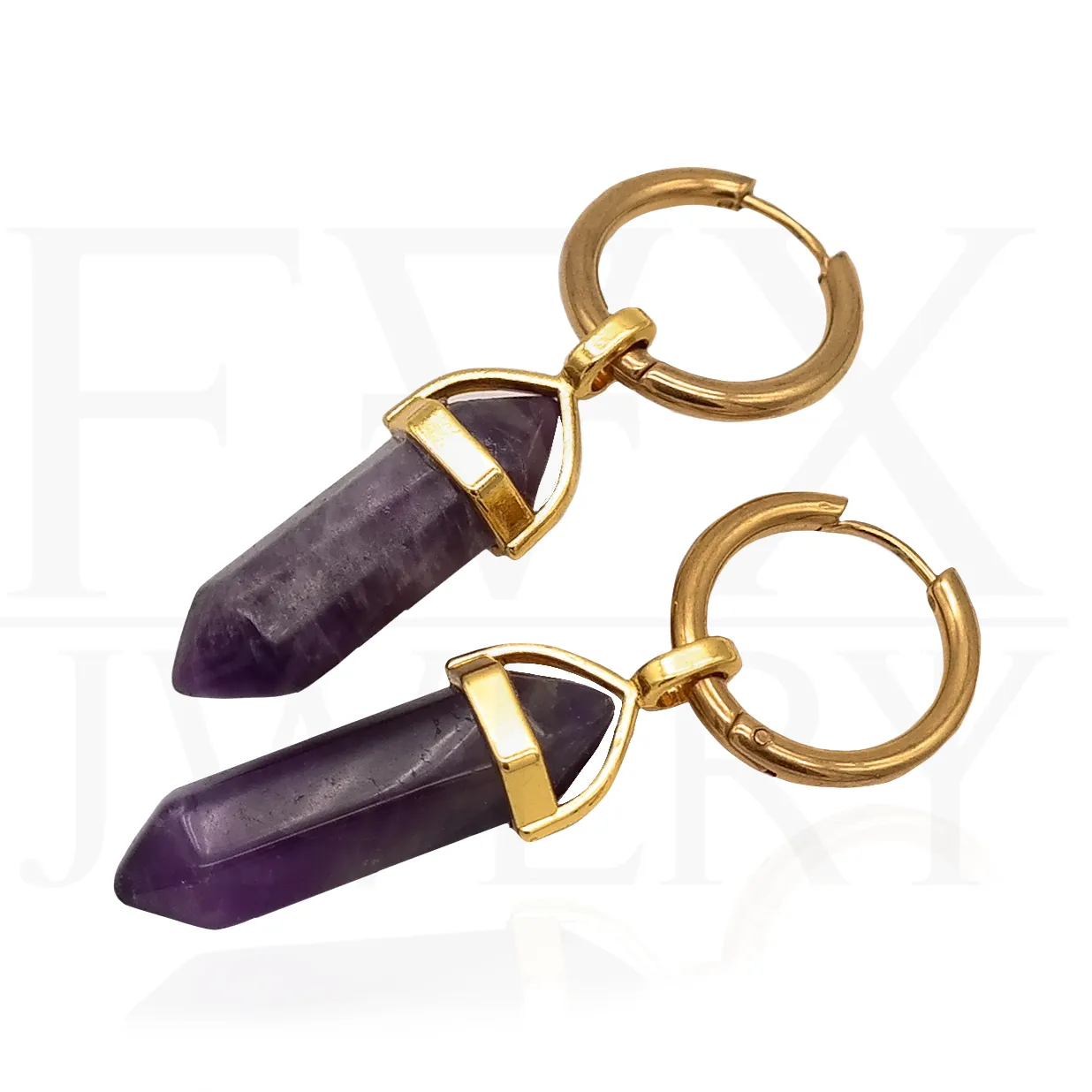 Golden Amethyst Hoops