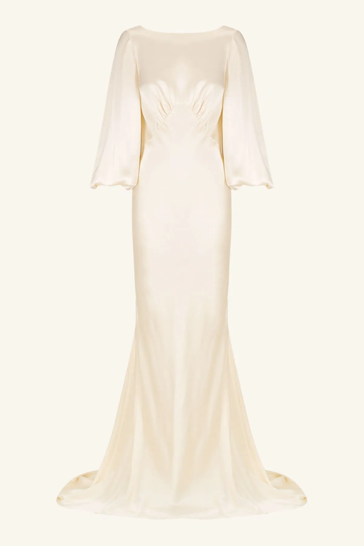 LA LUNE OPEN BACK BALLOON SLEEVE MAXI DRESS - CREAM