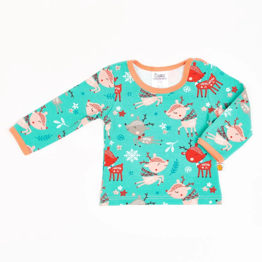 Long-sleeve baby top "Winter Deer/Apricot"